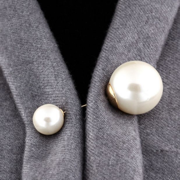 podwójna broszka z perłą
